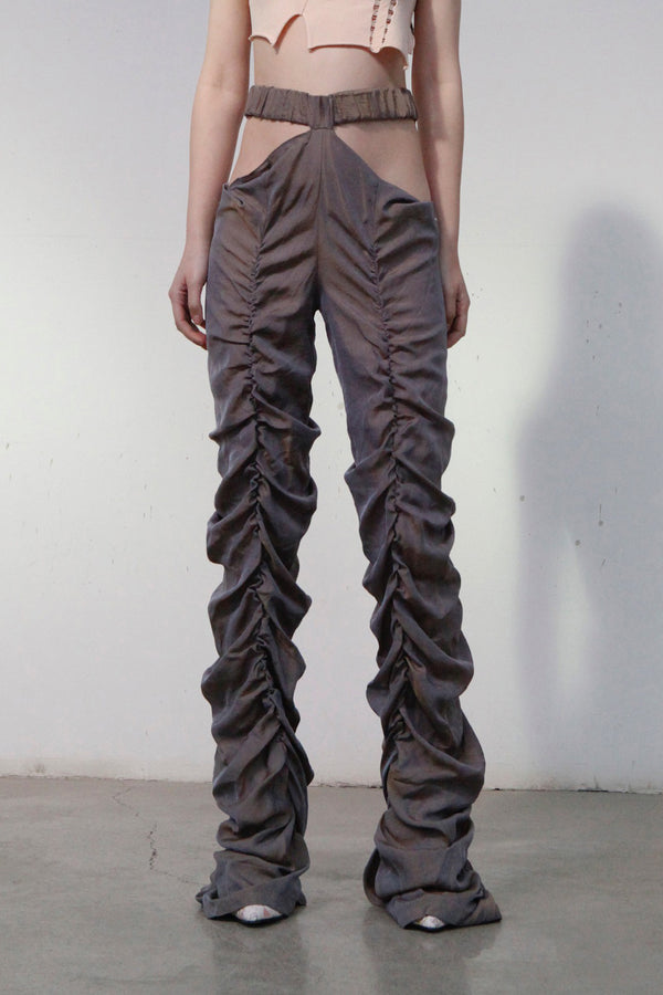 RUI smocked trousers RAW22WV01 Metallic lilac